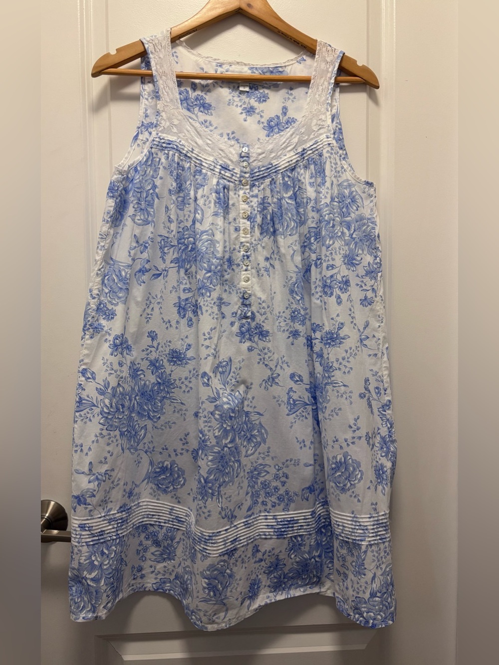 Floral Sleeveless Cotton Lawn Chemise Nightgown